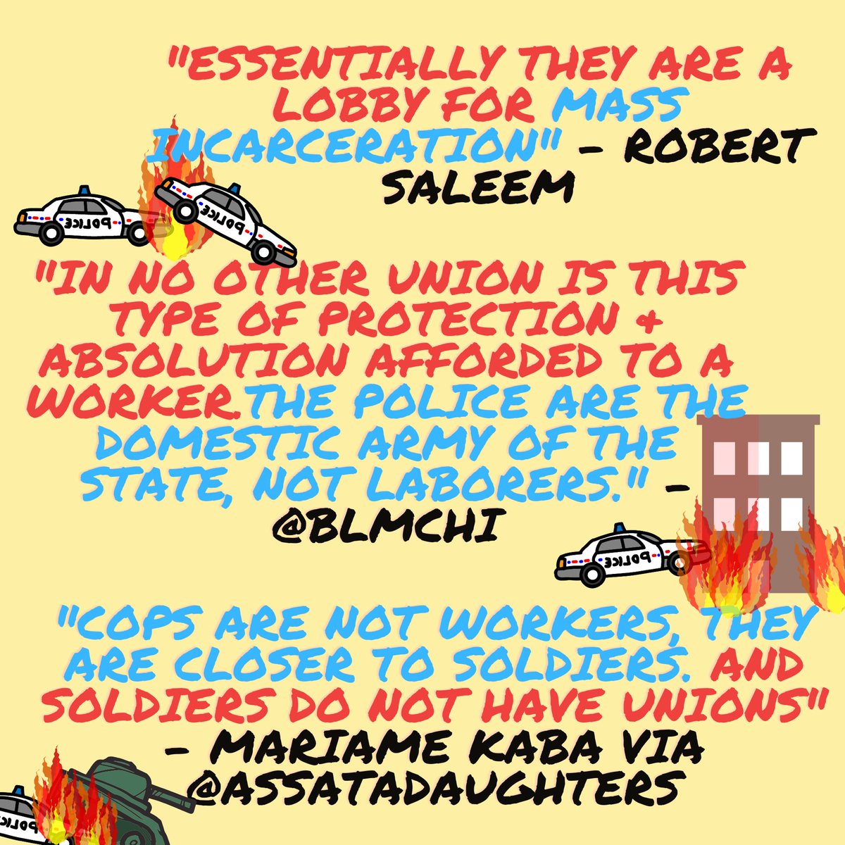 We want to remind people that COPS ARE NOT WORKERS, that our universities have real workers (especially our Black & Brown dinning/dorm workers that need support), and that we should not be interacting with the FOP AT ALL5a/