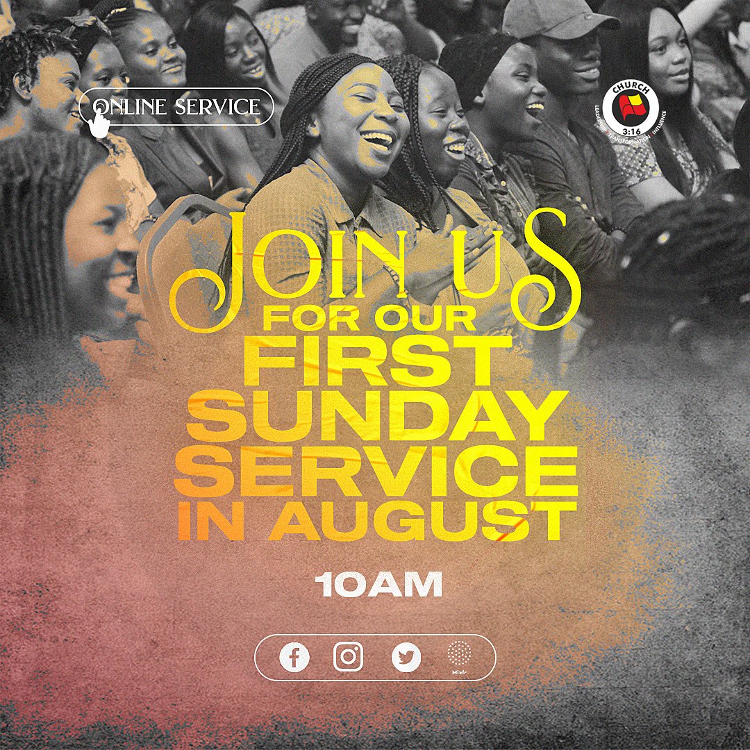 Church316's tweet image. Few hours to our favorite day of the week 💃
Time:10am
#firstsundayinAugust #churchonline #sundayservice #church316
