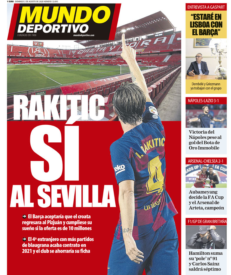 Capa revista Mundo Deportivo 02/08/2020