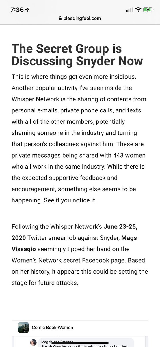 I’m going to point out that according to Bleeding Fool, the “Whisper Group’s” supposed target is Scott Snyder, based on a bunch of tweets that are taken out of context. “Penny Parker” is a fucking liar, and needs to be sued for libel.