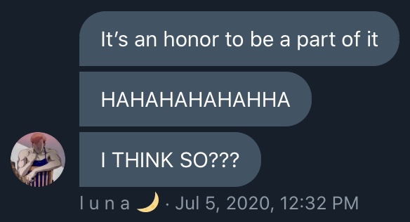 luna was the first to reply and v eager to join the cult