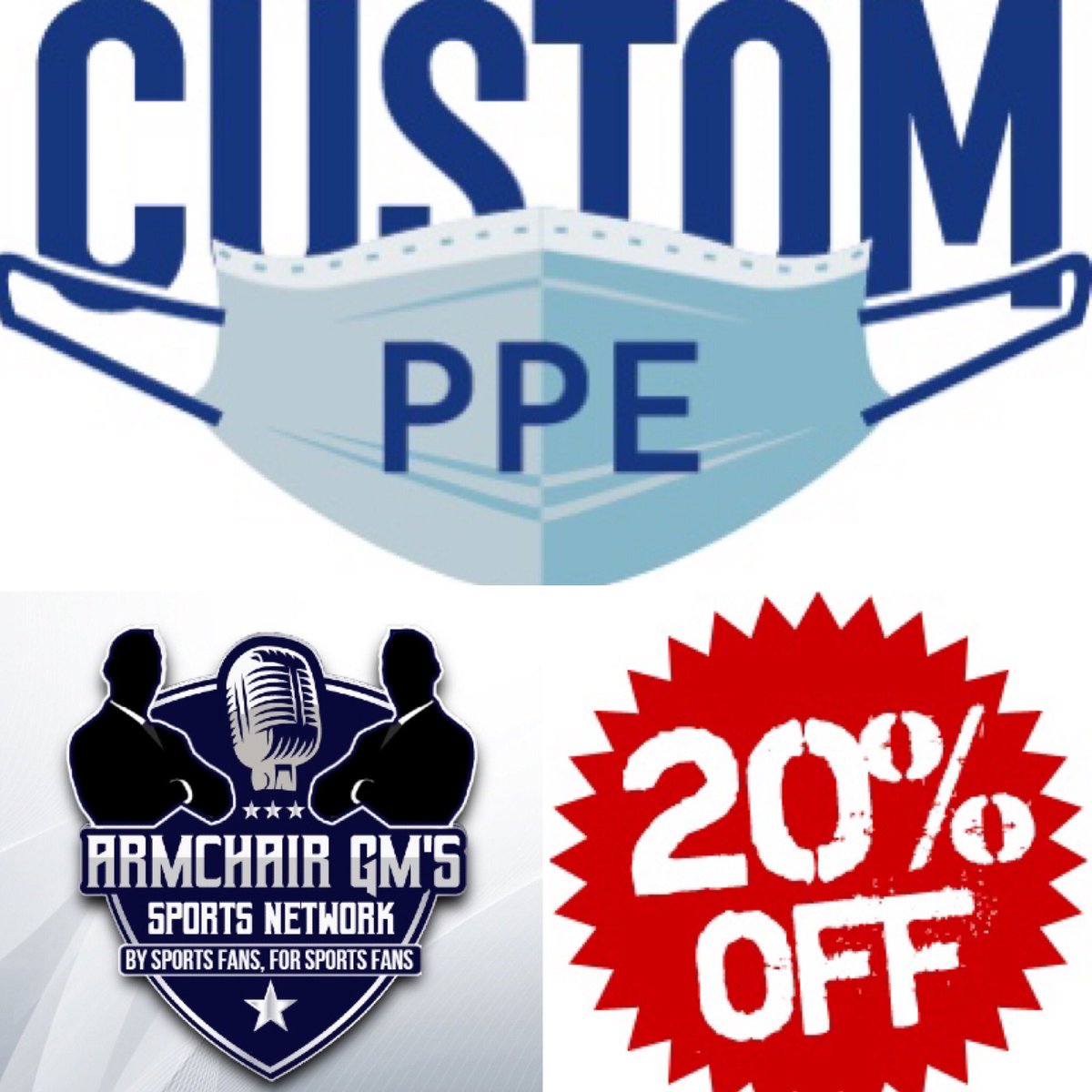 ArmchairGMPod's tweet photo. 🚨Sponsor Deals🚨
Promo Codes for AUGUST!
(*Limit of 1):

Carmine’s Pizzeria: “ARMCHAIR PEPP” 10% Off.
https://t.co/MSd4RsK7vH

Spicy Olive Bar &amp; Grille: “ARMCHAIR PASTA” for 10% Off.
https://t.co/lKPuHBxYzt

Custom PPE: “ARMCHAIR” at checkout for 20% Off.
https://t.co/lxDbEX6cWW https://t.co/RmHa6PHaaf