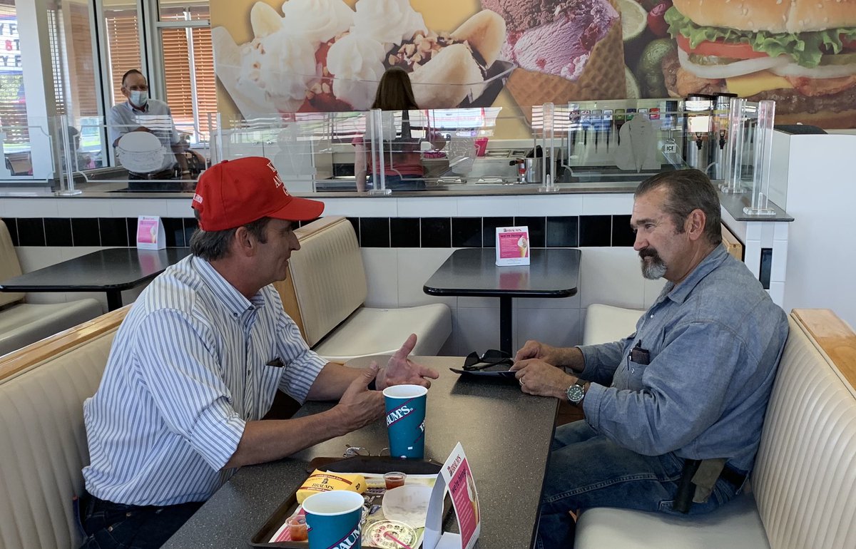 HamiltonforKS's tweet photo. We’re in Emporia talking to press and voters ahead of the Republican primary on Tuesday! Send in a plumber to drain the swamp! #kssen #ksleg https://t.co/wbcOm4H3tl