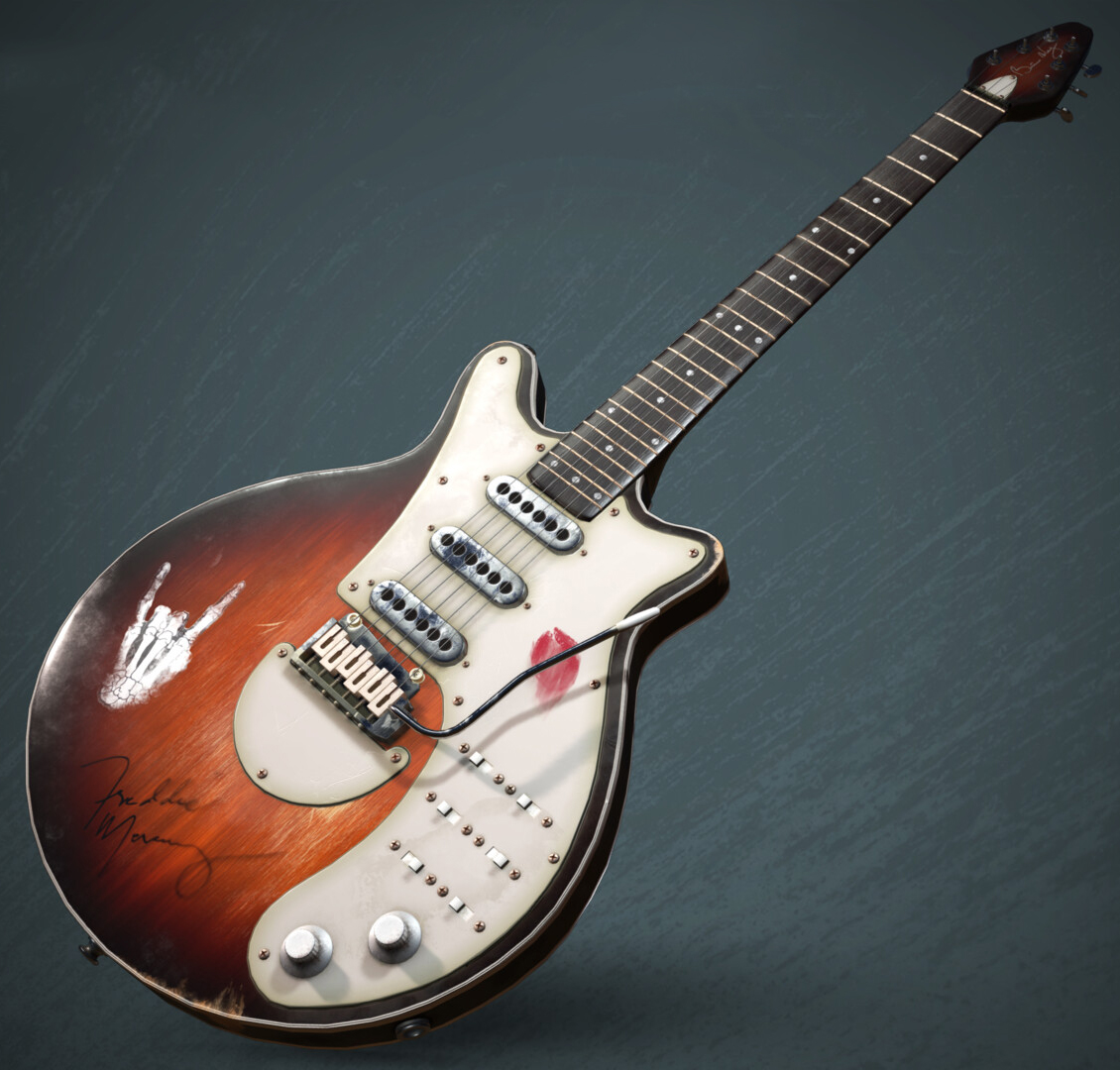FullSail's tweet photo. Rock'n'Roll'n'Render. 🤘🎸 This fantastic re-creation of @QueenWillRock member @DrBrianMay's guitar was made by Full Sailor Lindsay Nickl, modeled in #Maya and baked and textured in #SubstancePainter.
#SpecialLE #Guitar https://t.co/r4WcnnMqk7