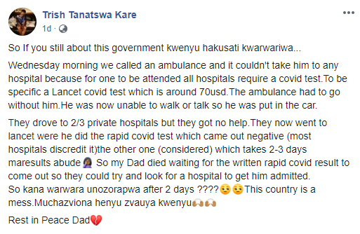 teeswis's tweet photo. THIS IS WHAT @ZANUPF_Official @MoHCCZim @nickmangwana @mthuli HAVE MADE ZIMBABWE TO BECOME. THE HEALTH SYSTEM HAS COLLAPSED TO THE EXTENT THAT WHEN YOUR FAMILY MEMBER GETS SICK JUST PREPARE FOR A FUNERAL. IT HURTS.
@waltermzembi
@ProfJNMoyo 
@BitiTendai TODII please guide us. https://t.co/nsaxHIzS1E
