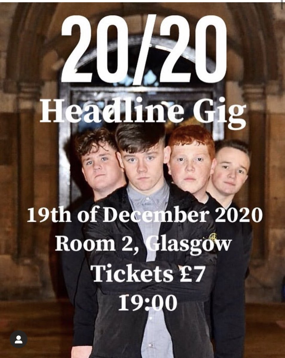 My band <a href="/official20_20/">20/20</a> have recently announced our rescheduled Headline gig at Room2 Glasgow. Would be class to see as many of you as possible there. 19/12/2020. RTs Appreciated

Ticket Link: eventbrite.co.uk/e/2020-headlin…