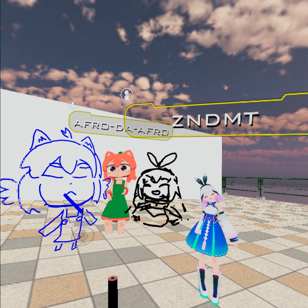 #XPCafeQ 
①キタリナQuest支店のママたちが集合してた
②ずんだもちさんを描いてるアフロさんを描く
③オル兄様
④営業後はサルたちが大暴れ 