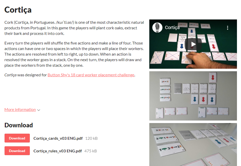 The itch.io page for Cortiça.