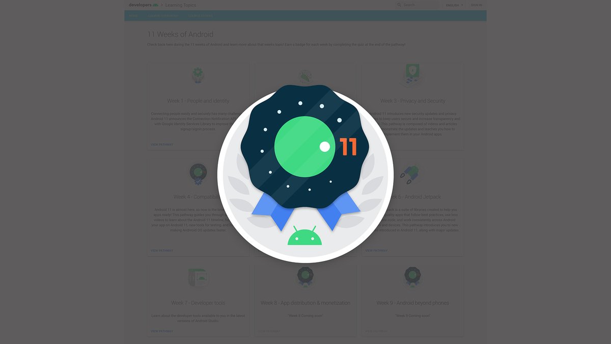 AndroidDev's tweet image. 🏅 Earn a badge for each week of #11WeeksofAndroid by completing a pathway. 

Try and collect them all! → goo.gle/381Z86v

#DevBadges