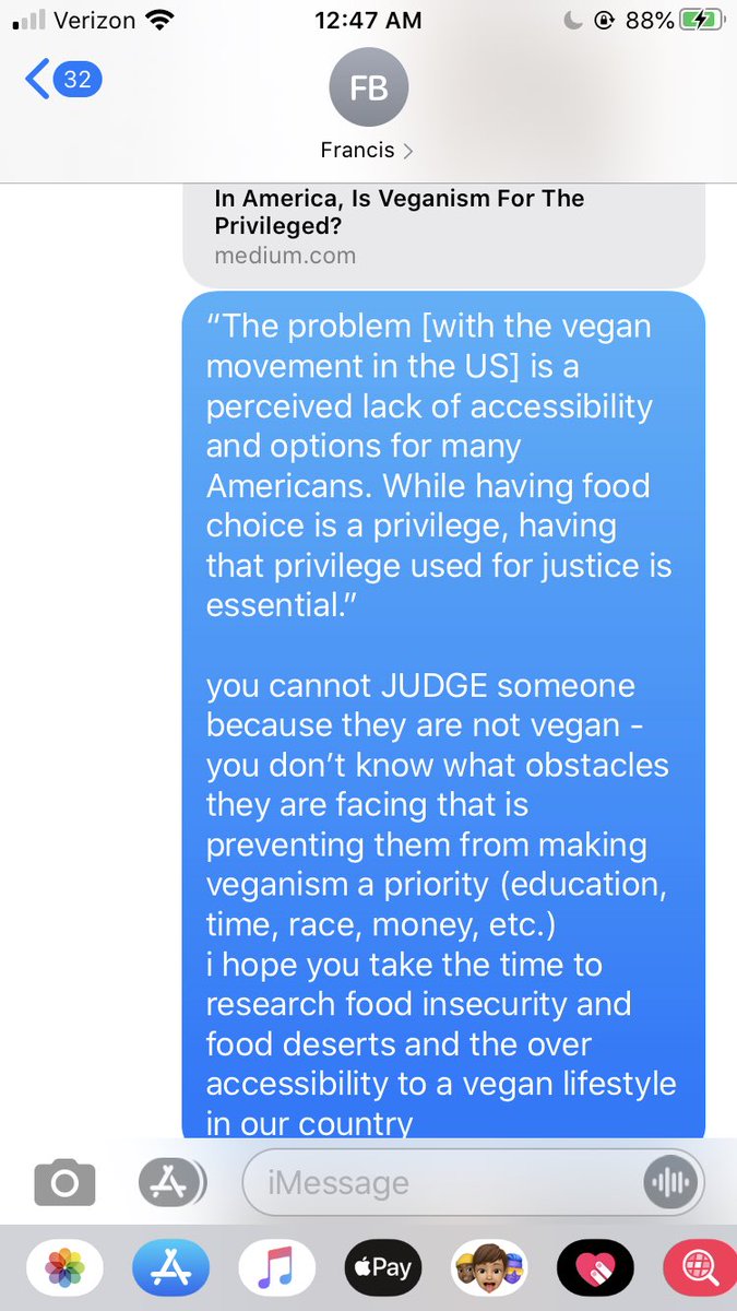 baltiMAURA's tweet photo. i left a date last night bc this guy seriously tried to convert me to veganism &amp; got personally offended when i told him he couldn’t judge ppl for not being vegan. he was so entitled/privileged and needed to get off his high horse. so i drove straight to mcdonald’s and sent him: https://t.co/5pG9Yae0Rs