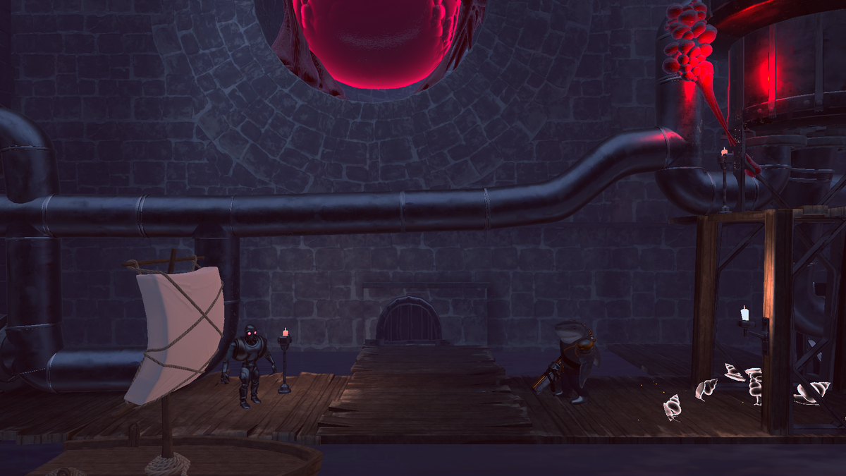 PrimordialCove's tweet photo. Shark Castle - a scene of snails, robots, and poisonous glycol globules #screenshotsaturday #indiedev https://t.co/vic4r3FYT2