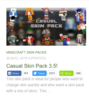 Casual Skin Pack - Minecraft Skin Pack