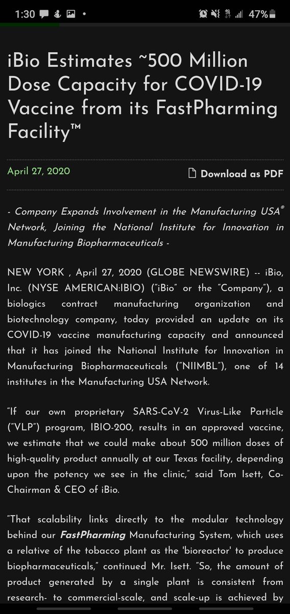 J1tyme's tweet photo. @bennyjohnson @Wematanye1 Fauci seems to have missed this also just like home plate.  #fastpharming #500million #veganvaccine #Ibioinc https://t.co/nkpU02A4df