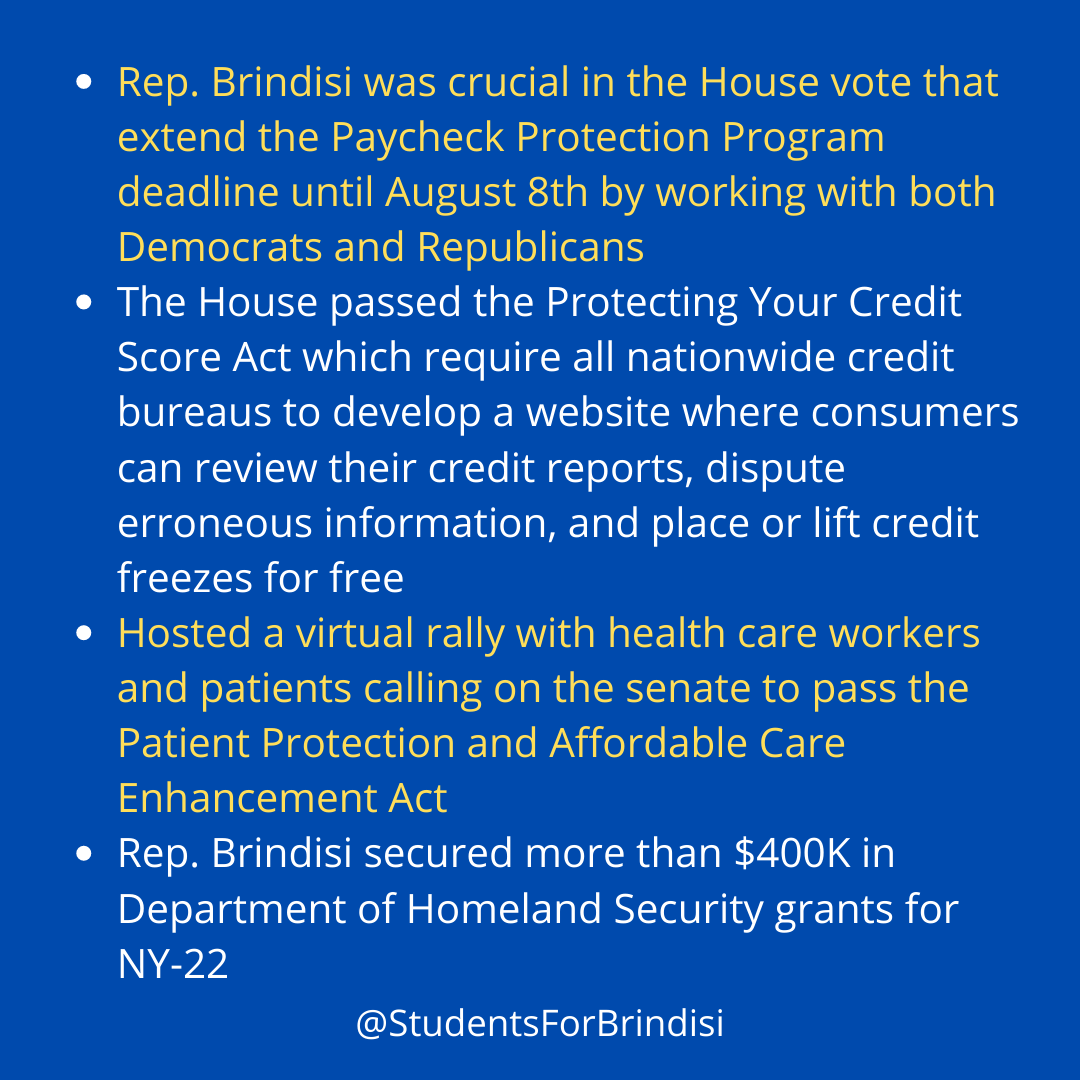 students4brindi's tweet photo. Check out what Rep.Brindisi accomplished in July! Thank you @ABrindisiNY 🔵🌊 #TwoMoreYears #StudentsForBrindisi 1/ https://t.co/rgqKudK5Zq