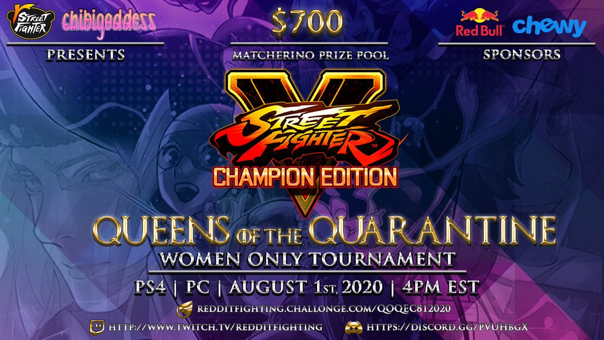 FrankieG7Chi's tweet photo. @ChibiGoddess7 's event is today! Tune into some SFV action with a huge pot bonus! Hosted by @Flexiss_ and @baitelephone as well!

https://t.co/UFO5GK2VL9

#SFV
#QueensOfQuarantine
#Reddit
#RedBull https://t.co/ziED4ClcIg