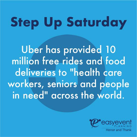 It's Step Up Saturday! Uber is offering free rides and deliveries for healthcare workers and others in need during this difficult time. You can step up too by expressing your gratitude at HonorAndThank.com. #Uber #HealthCareWorkers #HealthCareHeroes #coronavirus #COVID19