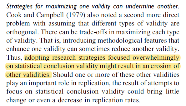 Finally, what are the implications of this approach? First, the asymmetry of focus on validity issues is a problem. First, it may make researchers unfocused on issues besides sample size and could actively worsen other aspects of validity.21/