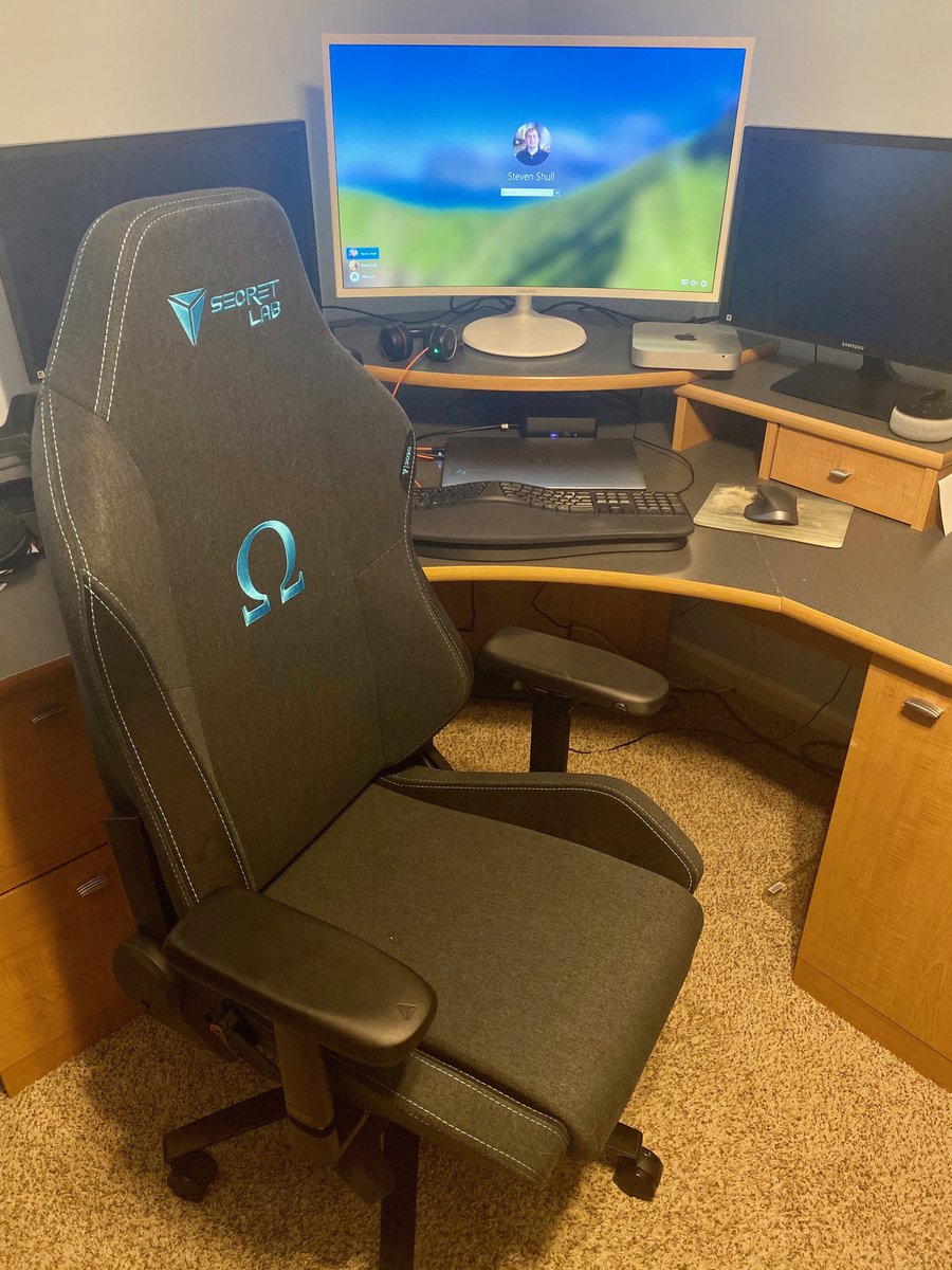 Working from home has been an adjustment, but this chair from ⁦<a href="/secretlabchairs/">Secretlab</a>⁩ has been amazing. Never expected a gaming chair to work so well as an office chair. Amazing quality and support. #SecretLab