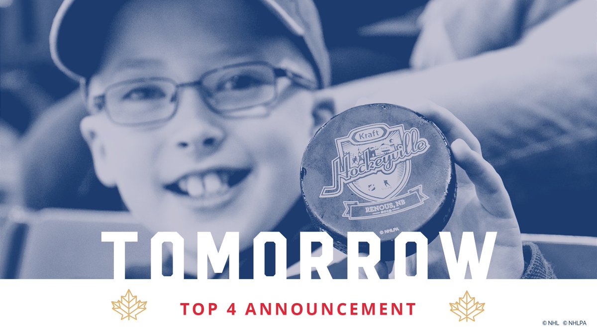 The #KraftHockeyville 2020 Top 4 communities will be announced tomorrow, August 2nd! Don’t miss the big reveal! You can catch the action on <a href="/Sportsnet/">Sportsnet</a> during the first intermission of the Columbus Blue Jackets vs Toronto Maple Leafs game, starting at 8 pm ET! #LetsRally