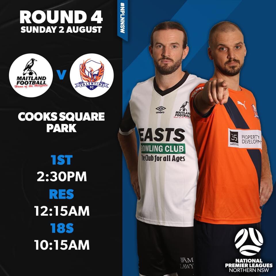 Game day <a href="/MaitlandFC/">Maitland FC</a>  <a href="/valo_fc/">Valentine EleebanaFC</a>  <a href="/nplnnsw/">NPL NNSW</a>    #MAIvVAL #mymaitland #maggies #FlyMagpiesFly
