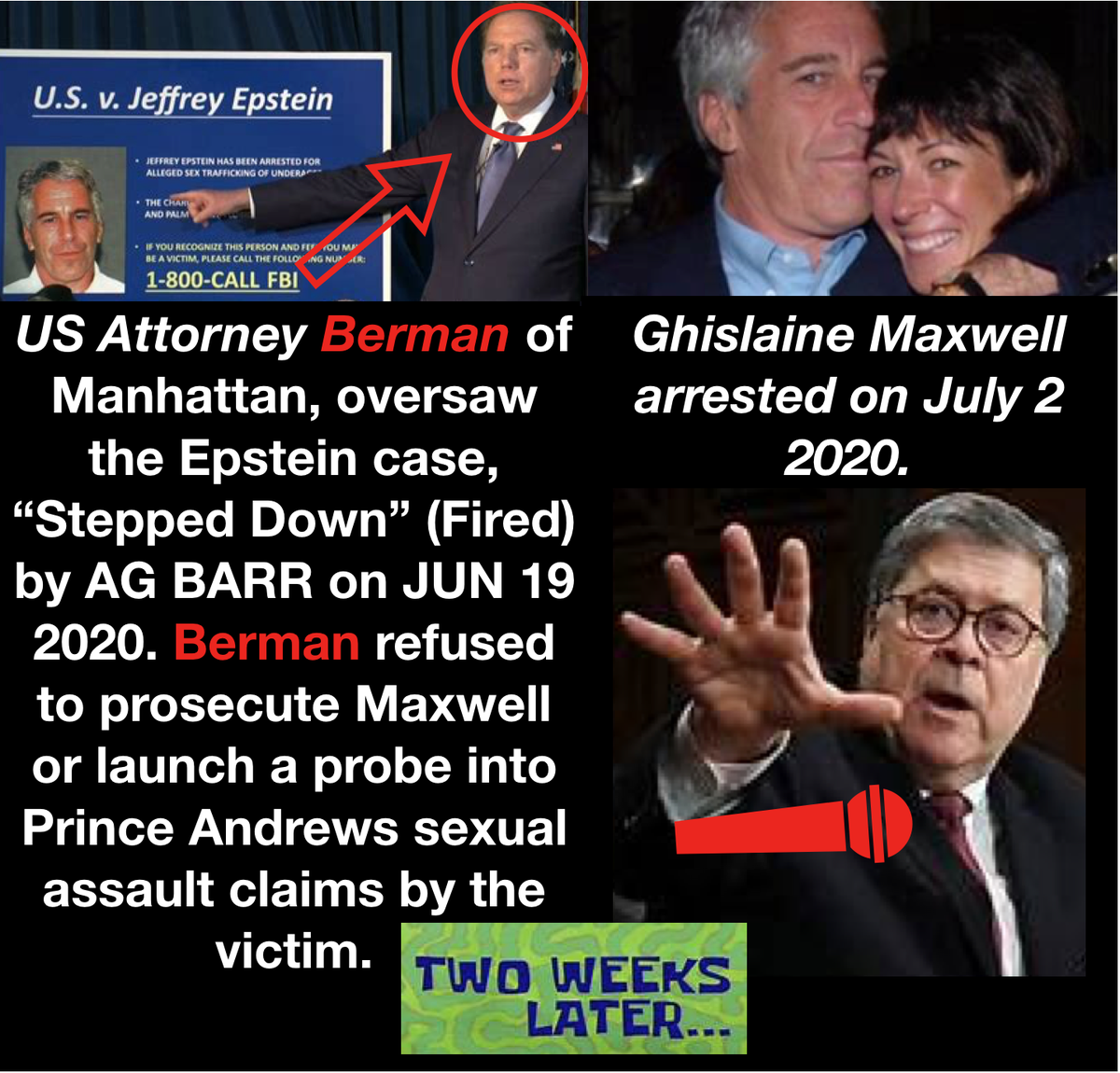blacklistops's tweet photo. MEME WAR AMMO: Truth about Berman "stepping down" created by Operation BlackList follow @blacklistops Exposing corruption one tweet at a time! 
#DrainTheSwamp  #SaveTheChildrenWorldWide #Epstein #EpsteinFiles #GhislaineMaxwell #MaxwellFiles #StormIsUponUs #RighteousThunder https://t.co/OfQAldNhTe