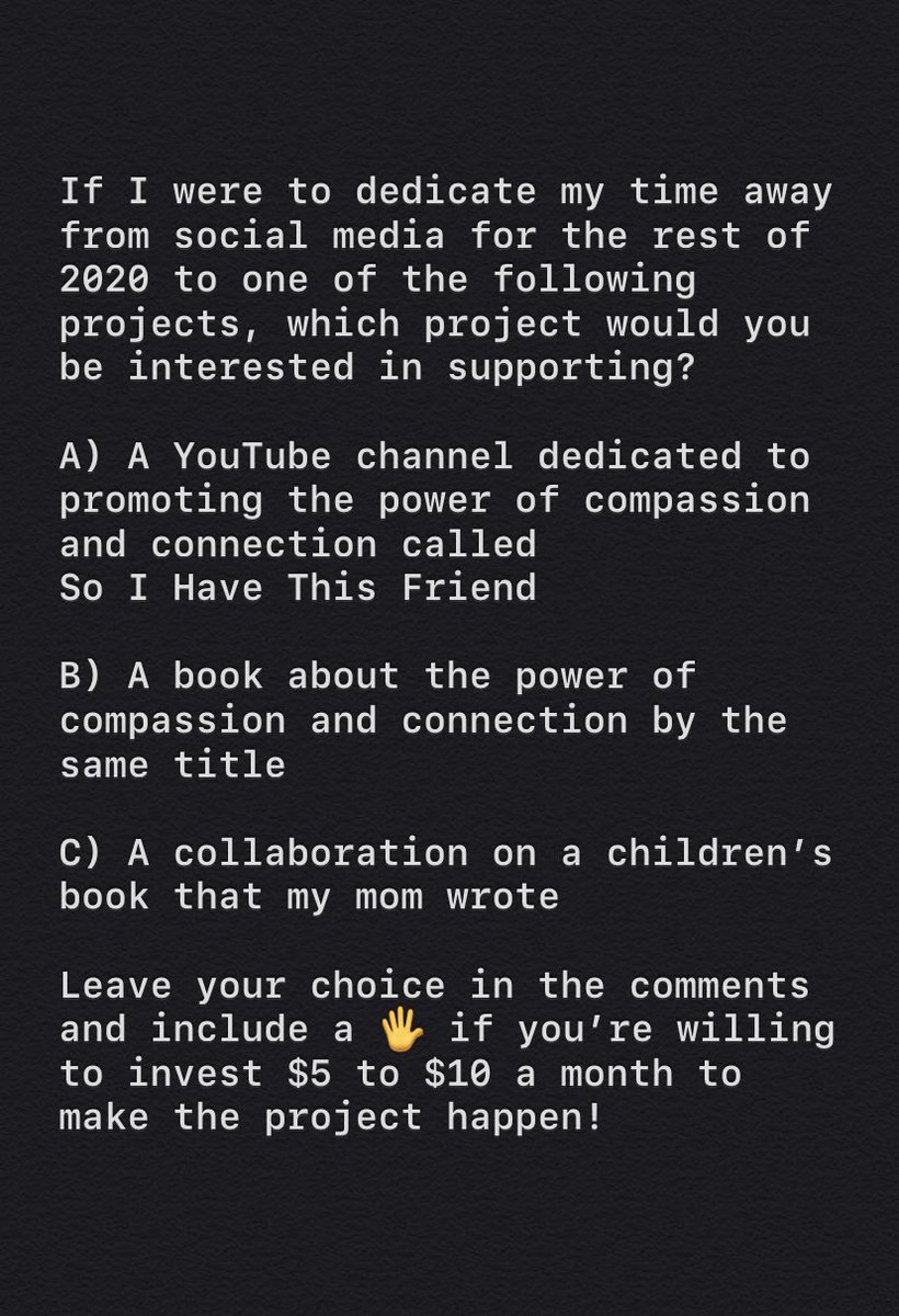 timothypalmer's tweet photo. Beginning Monday, I’m taking a long-needed break from social media and won’t be posting anything from my personal accounts until January, 2021. I want to dedicate myself to the work of creation. In order to do that, I want to know what kind of project you all are interested in. https://t.co/Rp2kN2QAJh