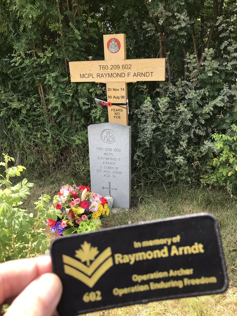 GrantCree's tweet photo. Attended the annual “Run For Ray” to remember fallen soldier 
Master Corporal Ray Arndt, who served with @loyaleddies. We  gathered at the McLeod Valley cemetery (160 km west of Edmonton) to pay respect and chat in person with folks we usually see on Facebook. https://t.co/6wz6QvyYvp