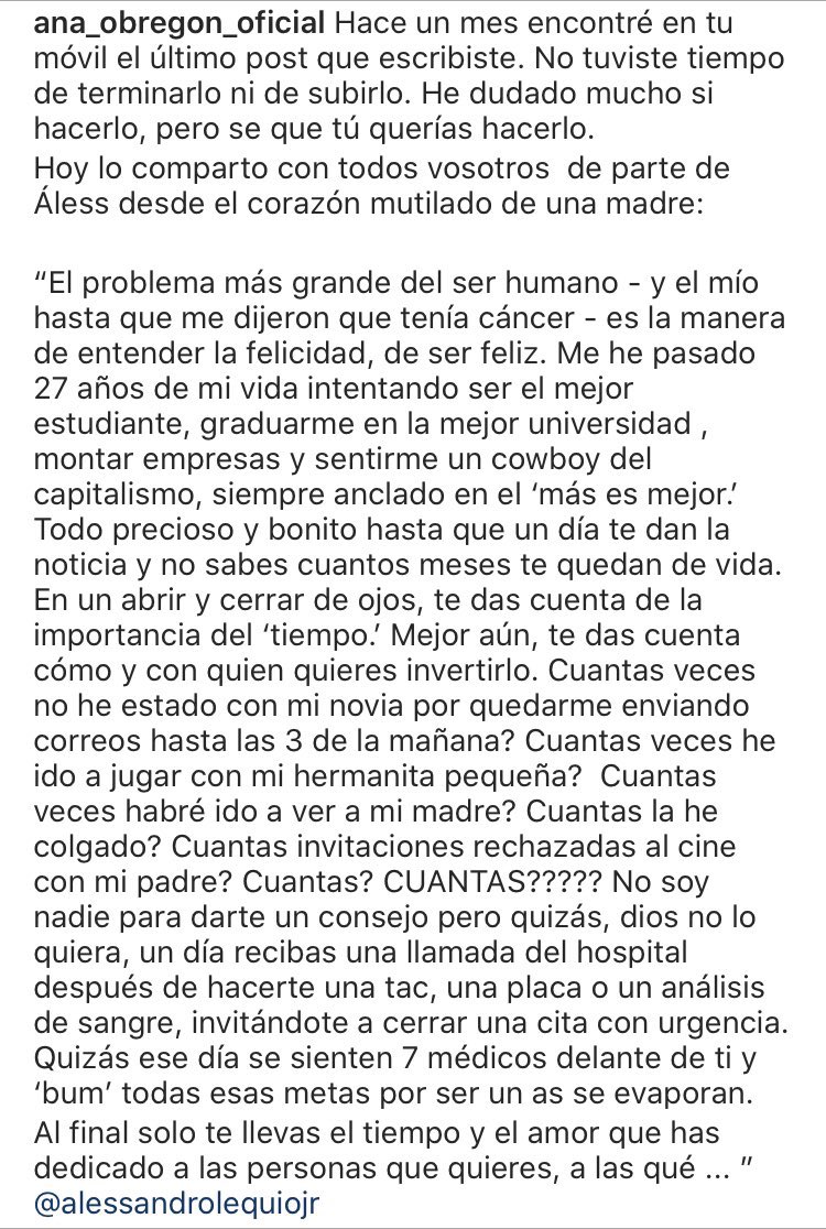 Aprovechad el tiempo, disfrutad con los vuestros, hacedle saber a las personas que queréis que las queréis y sobre todo, vivid, que vida no hay más que una