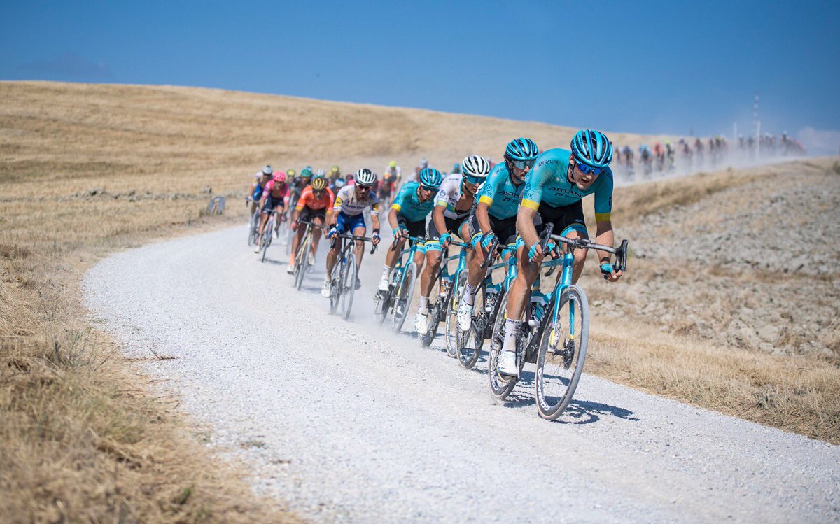 WilierTriestina's tweet photo. Done and DUSTED, @StradeBianche marked the first WorldTour race of this season and @jakob_fuglsang got a strong 5th position after an amazing race done by the @AstanaTeam • It’s nice to be back!

#lovemywilier #RaiseTheBar #StradeBianche https://t.co/9IdNFwbmll