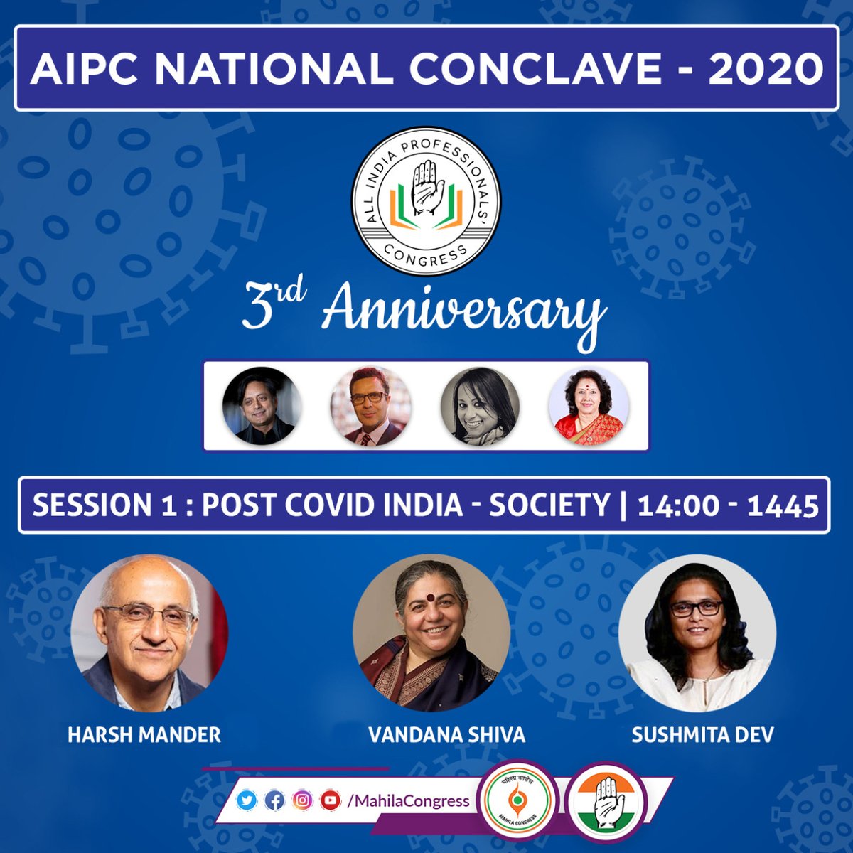 MahilaCongress's tweet image. .@ProfCong invites you all to watch their 𝘧𝘪𝘳𝘴𝘵 𝘦𝘷𝘦𝘳 𝗡𝗮𝘁𝗶𝗼𝗻𝗮𝗹 𝗖𝗼𝗻𝗰𝗹𝗮𝘃𝗲 digitally. 

Tune into their social media handles today, 𝟮𝗽𝗺 onwards. 

Mahila Congress President Ms @sushmitadevinc to moderate the first session.

#ProfessionalsForProgress