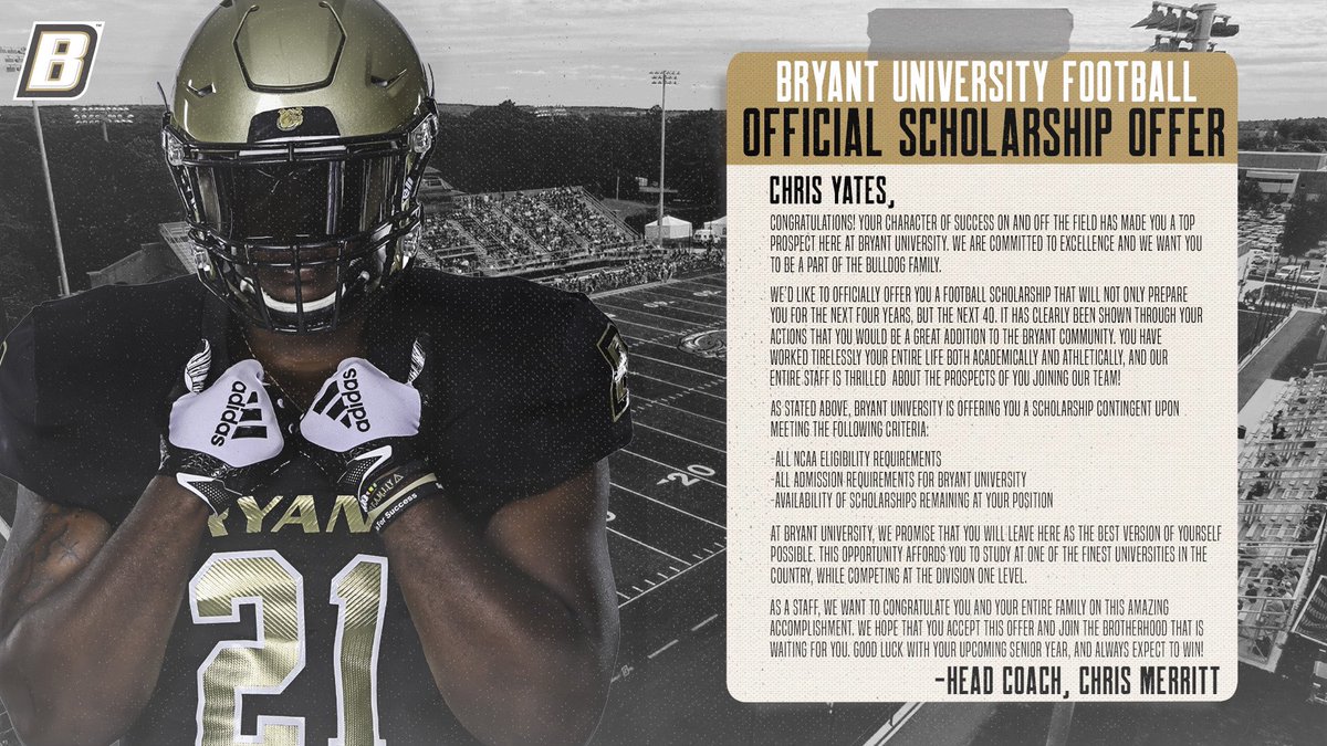 ChrisYates11__'s tweet photo. BLESSED TO RECEIVE A OFFICIAL OFFER FROM BRYANT UNIVERSITY 🔥🔥 https://t.co/hOJGL3Aaqc