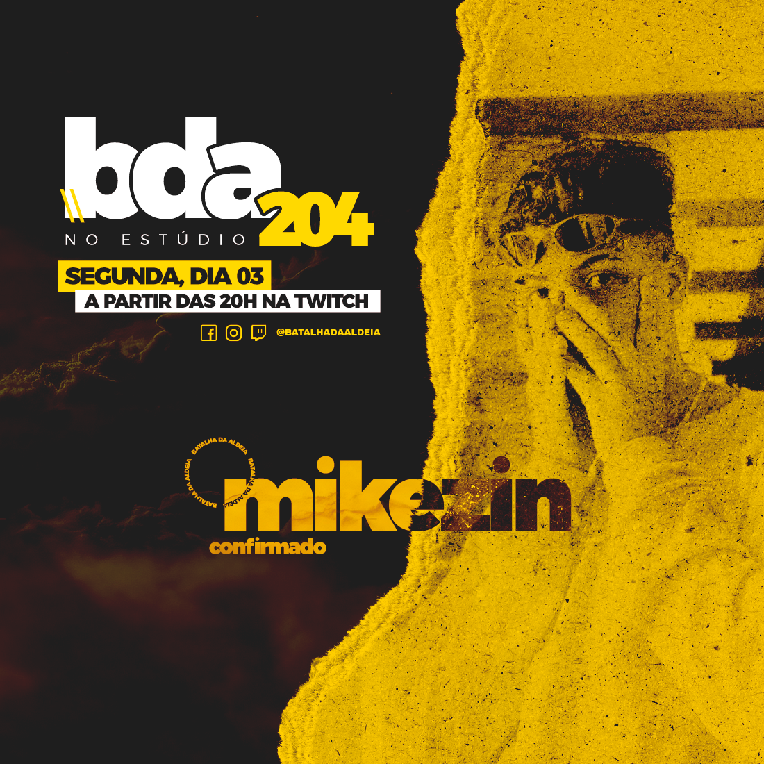 batalhadaldeia's tweet photo. QUINTO CONFIRMADO!🔥
⠀
@mikezingang já vem batendo na trave há algum tempo. Presença recorrente e dono de vários títulos na Aldeia, o MC tem mais uma chance de vencer no estúdio da BDA!
⠀
Quem acha que o Mike leva essa pra casa?
⠀
#bda #freesstyle #bda204 #mikezinnabda https://t.co/uaNSP8PwRF