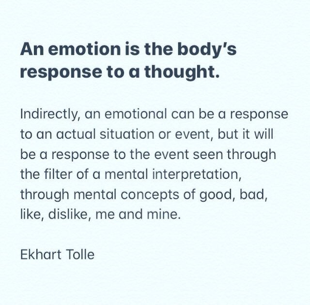 EvelynEveej33's tweet photo. What is an Emotion? 

An emotion is the body’s response to a thought. 

Indirectly, an emotion can be a response to an actual situation or event, but it will be a response to the event seen through the filter of a mental interpretation. 

#Learningtoloveourselves 
#Love
#SelfLove https://t.co/2RWZIrOO1d