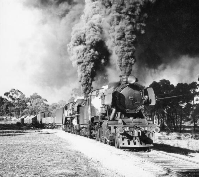 Goods train coming into Maryborough Victoria, from Castlemaine Victoria, behind locomotives J537 and R747 at 11.35 am on the 14th of June 1965 Keith Turton https://nla.gov.au/nla.obj-155037775/view