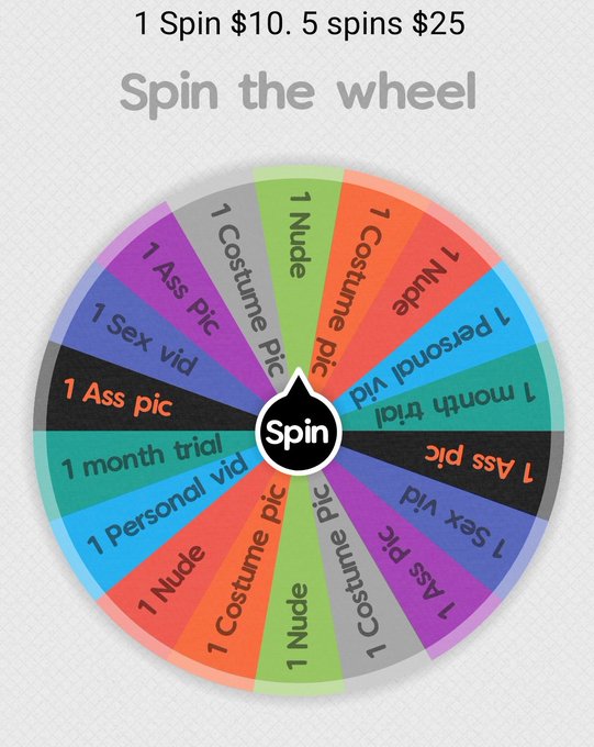 Spin the wheel for a chance to win:
A personal video
A sex video 
And much more 
Message me to play
#femboy