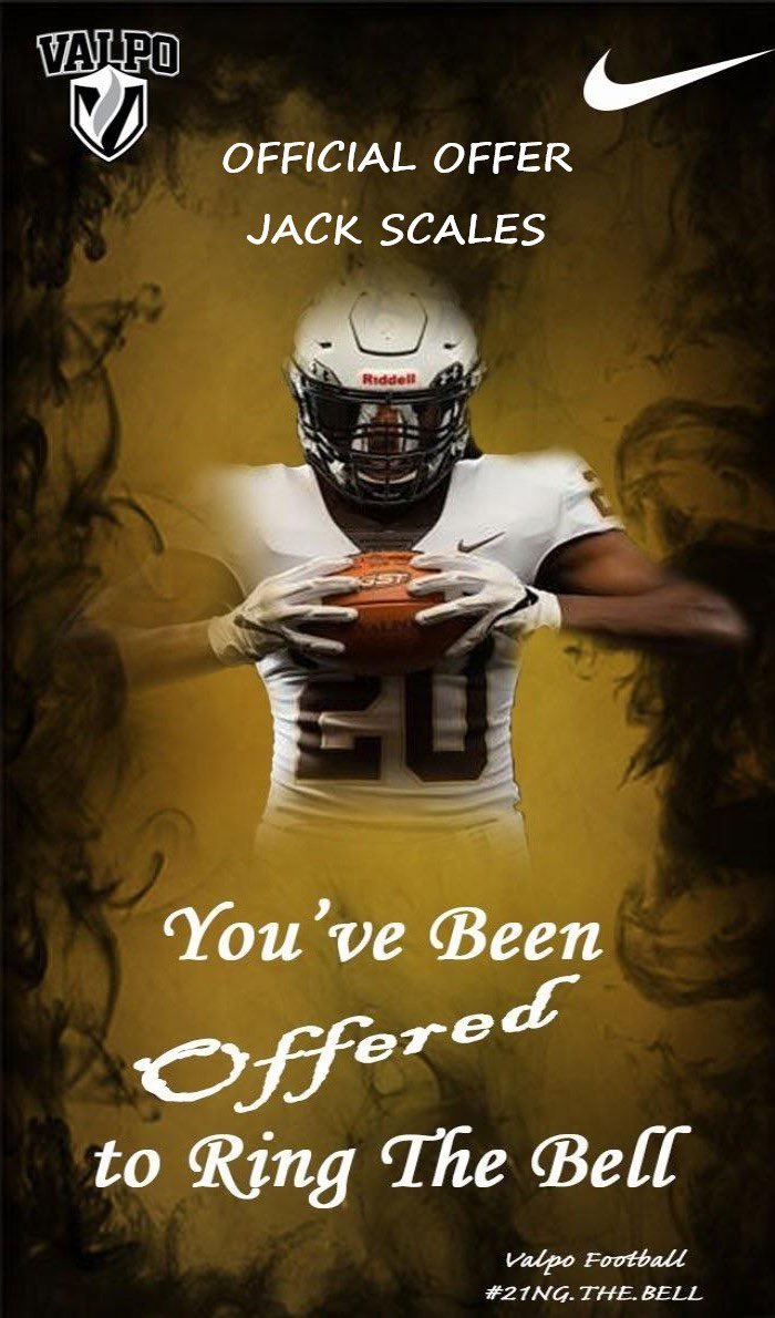 JackScales30's tweet photo. Official Offer from Valparaiso University!! Thank You @CoachLimbach @CoachBDoc @CoachLFox @valpoufootball https://t.co/yuFCpd8Jrt