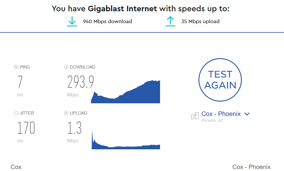 darkager's tweet photo. @CoxHelp @CoxComm #Cox
Really glad I pay $190/mo to have to still have to drive into the hospital when I'm on call and can't maintain a stable VPN connection. Modem is connected @ demarcation point, cat7 cable to router. Cat6 between router &amp; server, router &amp; work laptop. https://t.co/b6LKLImhJu