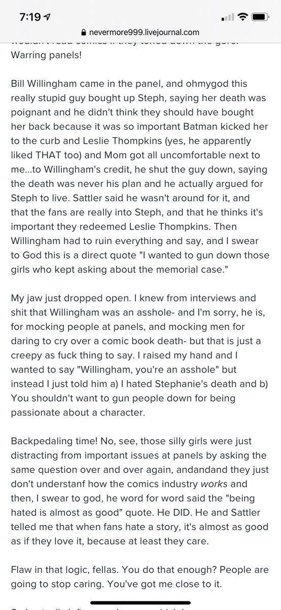 Anyway, why is the writer trying so hard to defend Bill Willingham? Because of this: