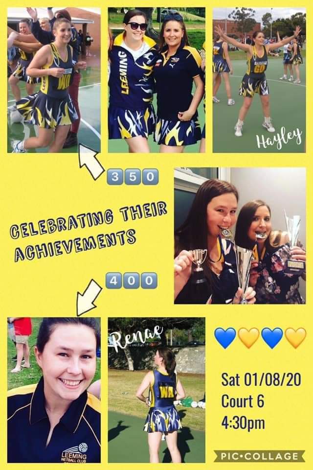 FNANetball's tweet photo. MILESTONE GAMES
Congratulations to Leeming Netball Clubs Renae Miles for achieving her 400th game and Hayley Panizza who played her 350th game.
#Freonetball #FNA2020 #TruesportWA #NetBallCommunity
#canningtimes #melvilletimes #fremantlegazette
@FreoGazette @MelvilleTimes https://t.co/az9RlZNv9U