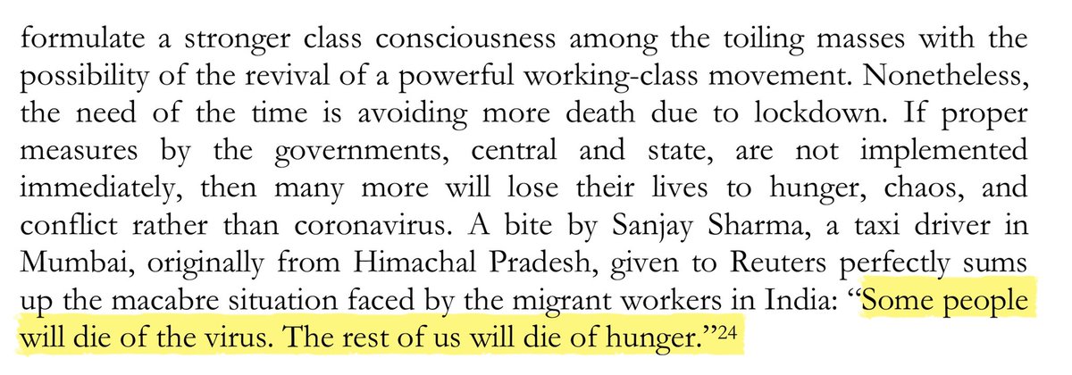 “Some people will die of the virus. The rest of us will die of hunger.”