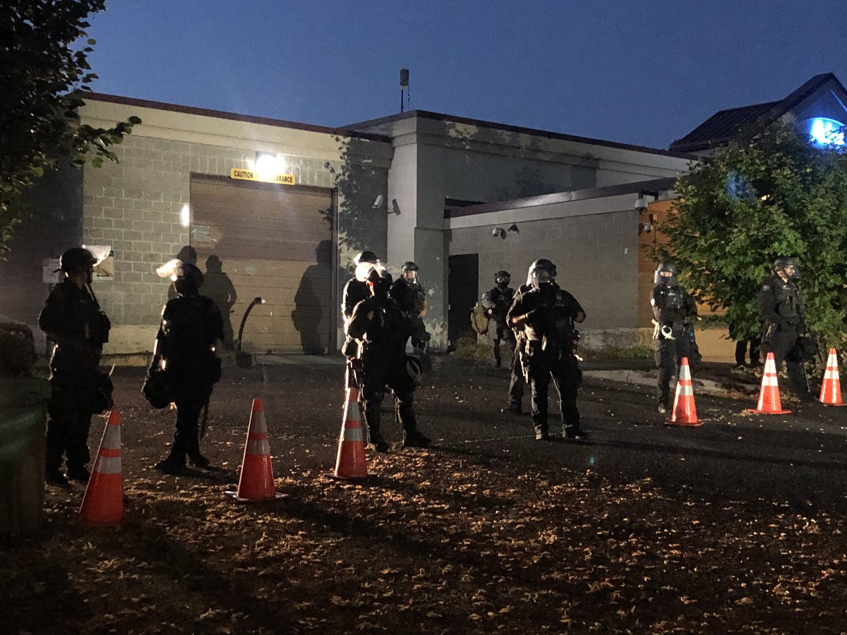 A few more cops up front now. Also one petting a dog statue.  #blacklivesmatter      #protest  #pdx  #Portland  #Oregon  #BLM  #acab  #PortlandProtests  #PDXprotests  #PortlandStrong