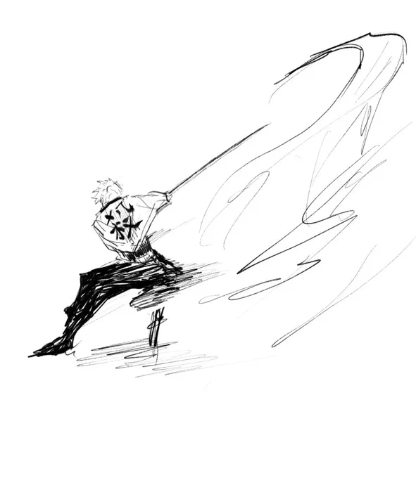 戦闘戦闘シーとか動きのあるシーン綺麗に描けないから好きじゃないんだけど描いてる時は楽しい☹️☹️ 