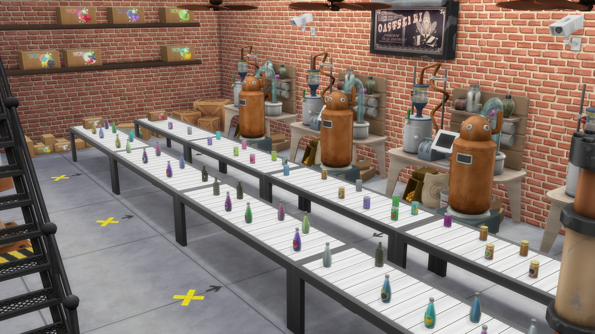 MurkMaestro's tweet photo. So I made a "juice fizzing" factory complete with a "nectar store" on the front half so you can make the fizzy drinks as well as sell them! #TheSims4 #ShowUsYourBuilds @SimsCreatorsCom Playtested and available in the gallery: https://t.co/kKLmd5KMyB https://t.co/oCeQmTNlBT