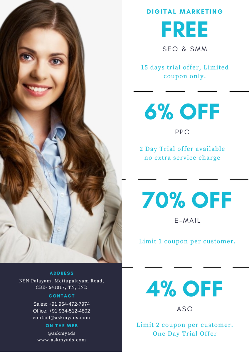 pack_wisdom's tweet photo. Digital Marketing Free SEO and SMM offer open now, 10 days validity offer. contact #ASKMYADS Fastest Digital Advertising Company (ASKMyADS)
visit our website: https://t.co/r1jl9RWX5I
#askmyads #DigitalMarketing #searchengineoptimization https://t.co/6WejshTI3q