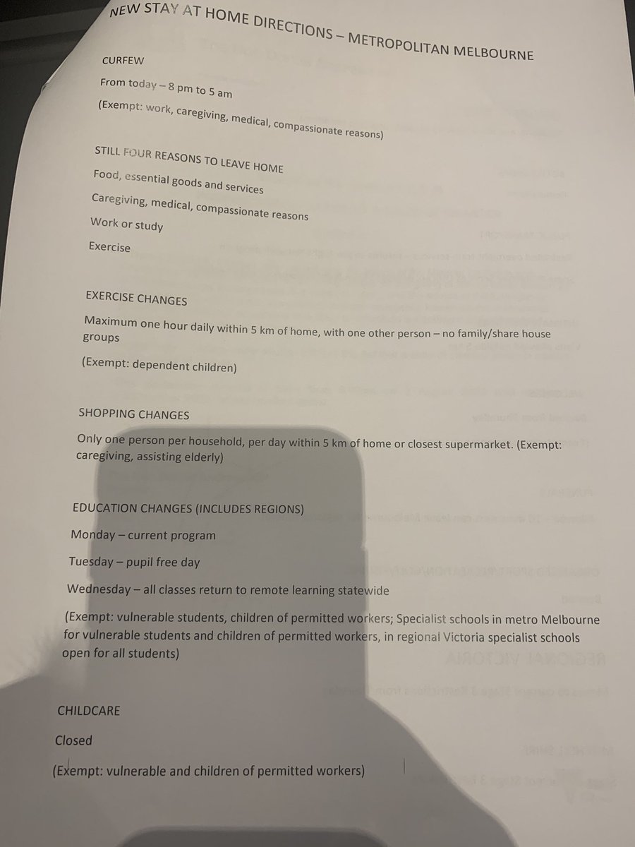 Richard Willingham (@rwillingham) on Twitter photo 2020-08-02 04:38:54 Summary of new restrictions including curfews for Melbourne. @abcmelbourne @abcnews Summary of new restrictions including curfews for Melbourne. @abcmelbourne @abcnews