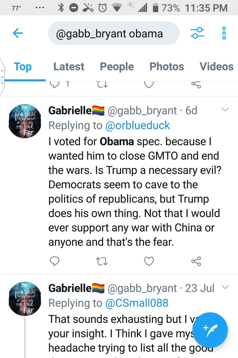 TejasKat's tweet photo. @gabb_bryant @ChuckCallesto Hahaha! Caught in a LIE! You just posted you've never voted for a Republican! And, in another post that you voted for #Obama
#WHATaNUT
#Screwball https://t.co/tOY5TlfF9l