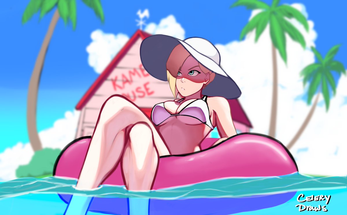 CeleryDraws's tweet photo. Android 18's Beach Day!

#fanart #DragonBallZ #anime #AnimeArt https://t.co/nduFsLzLq5