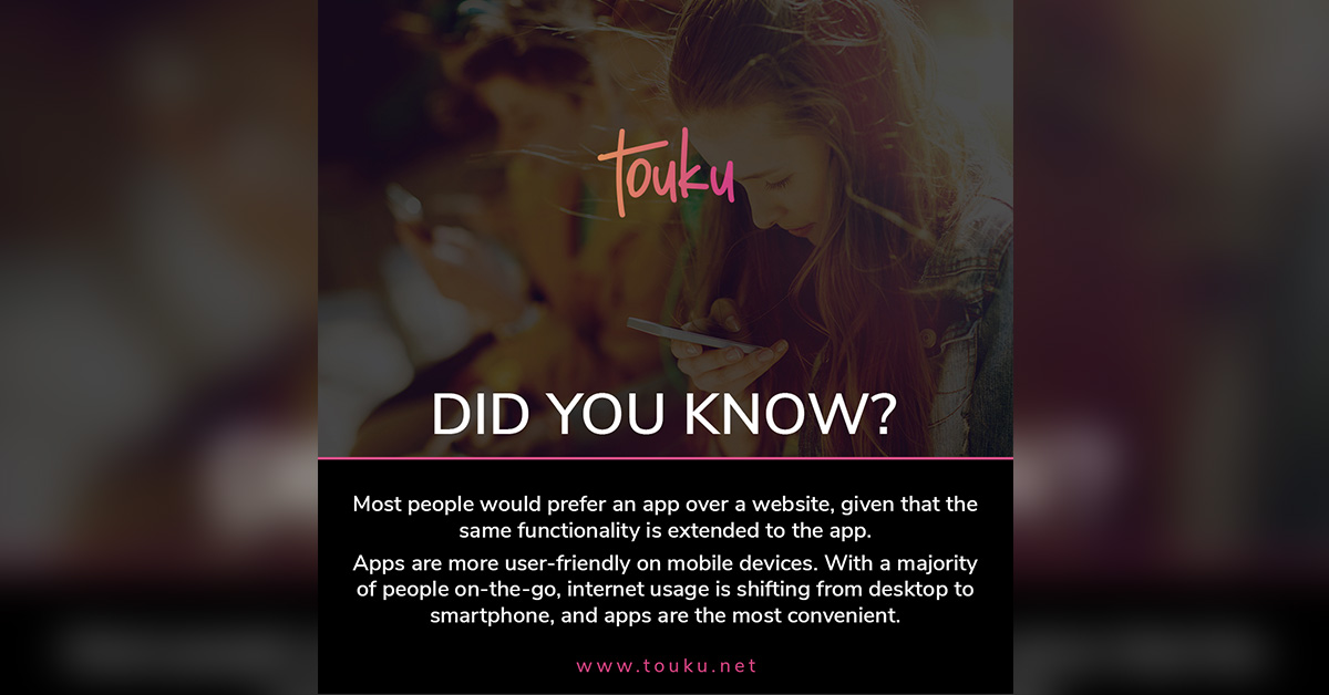 toukuapp's tweet photo. Most people would prefer an app over a #website, given that the same functionality is extended to the #app. Apps are more user-friendly on mobile devices. With a majority of people on-the-go, internet usage is shifting from desktop to #smartphone &amp; apps are the most convenient. https://t.co/lcDZsce3sm