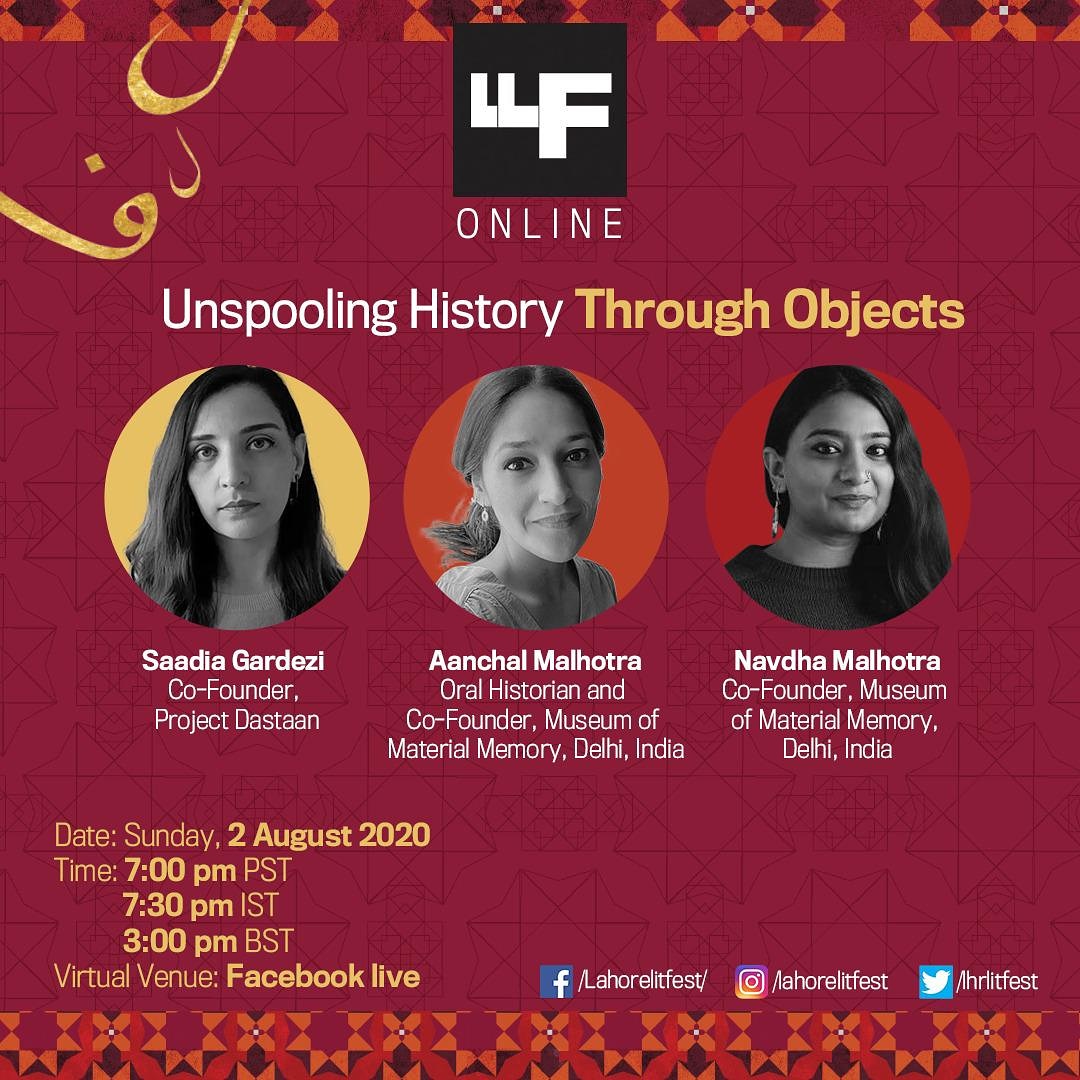 saadiagardezi's tweet photo. Join me today as I speak to @AanchalMalhotra @NavdhaM two historians working on a digital archive of South Asian objects and personal histories. 
Today at 7pm Pak, 730 pm India, 3 pm UK
The talk will be live on @lhrlitfest Facebook page. https://t.co/VcDT5bp2HQ