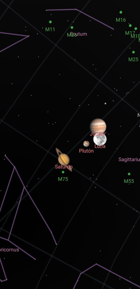 omargutie79's tweet photo. Noche hermosa para disfrutar del cielo 🌌🌠🌖 🪐 Júpiter, Saturno , Plutón y la hermosa 🌙 https://t.co/RDL3YgBNcL